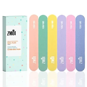 ZMOI Professional Mini Nail File – 12 Stylish - Practical Fingernail File Pack for Natural and Acr...