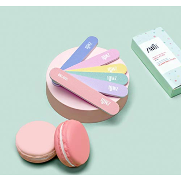 ZMOI Professional Mini Nail File – 12 Stylish - Practical Fingernail File Pack for Natural and Acrylic Nails 100/180 Emery Boards (Macaroon Color)