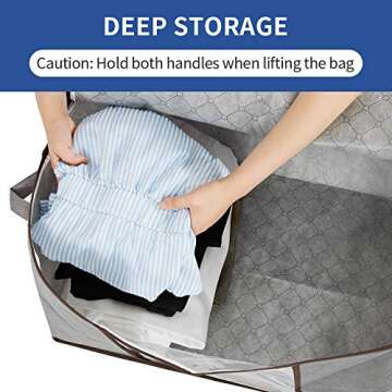 JERIA 6-Pack Foldable Closet Organizer Clothing Storage Bags with Clear Window, Reinforced Handle and Sturdy Zipper (Grey)