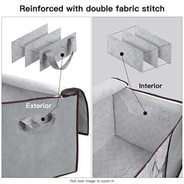 JERIA 6-Pack Foldable Closet Organizer Clothing Storage Bags with Clear Window, Reinforced Handle and Sturdy Zipper (Grey)