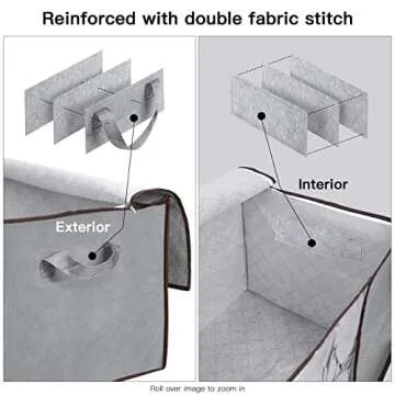 JERIA 6-Pack Foldable Closet Organizer Clothing Storage Bags with Clear Window, Reinforced Handle and Sturdy Zipper (Grey)