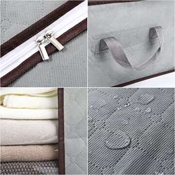 JERIA 6-Pack Foldable Closet Organizer Clothing Storage Bags with Clear Window, Reinforced Handle and Sturdy Zipper (Grey)