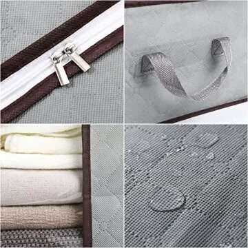 JERIA 6-Pack Foldable Closet Organizer Clothing Storage Bags with Clear Window, Reinforced Handle and Sturdy Zipper (Grey)