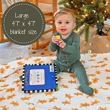 LollyBanks Muslin Baby Blanket, 100% Cotton Soft and Breathable Newborn Muslin Quilt, 47 x 47 Inches Toddler Blanket for Boys and Girls, 6 Layers Lightweight Newborn Blanket (Gingerbread Man Print)