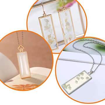 Oubaka 60pcs Open Bezels for Resin,Open Frame Pendant Hollow Frame Pendants Geometric Hollow Bezel Pendant Open Bezel Pendants Backs for Pressed Flower,Earrings,Bracelet,DIY Crafts(K Gold,White K)