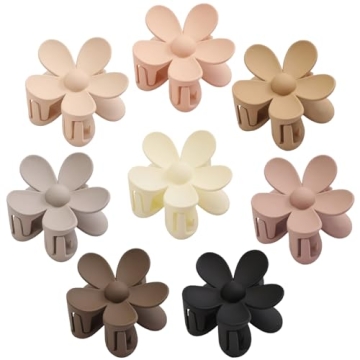 Flower Hair Clips Big Hair Claw Clips 8PCS Large Daisy Hair Clips Matte Claw Clips Strong Hold Jaw Claw Clips Thick Thin Hair for Women Girls 8Colors