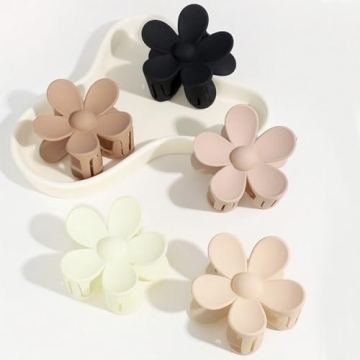 Flower Hair Clips Big Hair Claw Clips 8PCS Large Daisy Hair Clips Matte Claw Clips Strong Hold Jaw Claw Clips Thick Thin Hair for Women Girls 8Colors