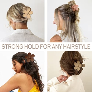 Flower Hair Clips Big Hair Claw Clips 8PCS Large Daisy Hair Clips Matte Claw Clips Strong Hold Jaw Claw Clips Thick Thin Hair for Women Girls 8Colors