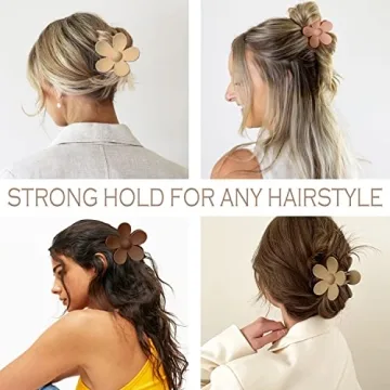 Flower Hair Clips Big Hair Claw Clips 8PCS Large Daisy Hair Clips Matte Claw Clips Strong Hold Jaw Claw Clips Thick Thin Hair for Women Girls 8Colors