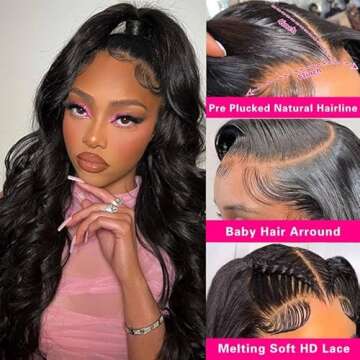 Teotuli Body Wave Wigs Human Hair 200% Density 13x4 HD Lace Front Wigs Human Hair Pre Plucked Body W...