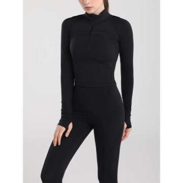 Vsaiddt Women's Athletic Half Zip Pullover Sweatshirt Workout Top Crop Quarter Zip Pullover Yoga Running Jackets