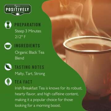 Organic Positively Tea Company, Irish Breakfast Black Tea, Loose Leaf, 16 Ounce