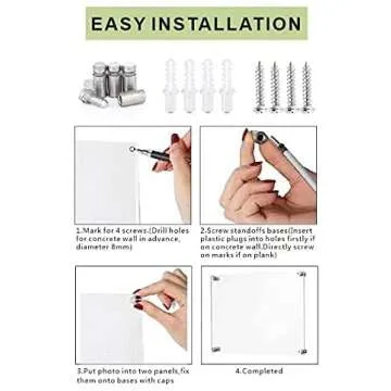 Ludery 16x20 Clear Acrylic Wall Mount Floating Frameless Picture Frame,Clear Acrylic Photo Frame for Wall, Frameless Picture Frame Panel For Degree Certificat, artwork and family portraits