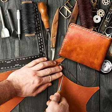 FEPITO 21pcs Leather Waxed Thread 8 Color 264 Yards 150D Leather Sewing Waxed Thread Cord with Leath...