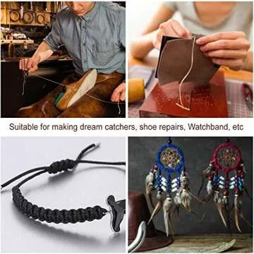 FEPITO 21pcs Leather Waxed Thread 8 Color 264 Yards 150D Leather Sewing Waxed Thread Cord with Leather Craft Hand Tools Kit for DIY Sewing Craft