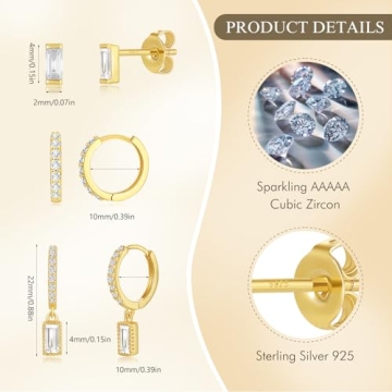 Angelady 14K Gold Huggie Earrings Set - Chic Hoops