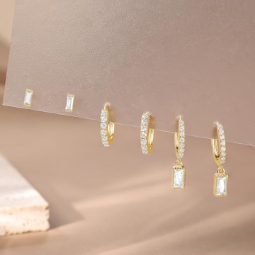 Angelady 14K Gold Huggie Earrings Set - Chic Hoops