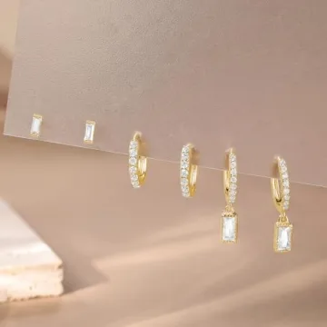 Angelady 14K Gold Huggie Earrings Set - Chic Hoops