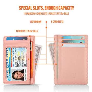 GH GOLD HORSE Slim RFID Blocking Card Holder Minimalist Leather Front Pocket Wallet for Women