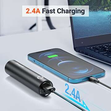 EnergyQC Fast Charging Portable Charger 5000mAh,External Battery Power Bank with 5V/2.4A Output and ...