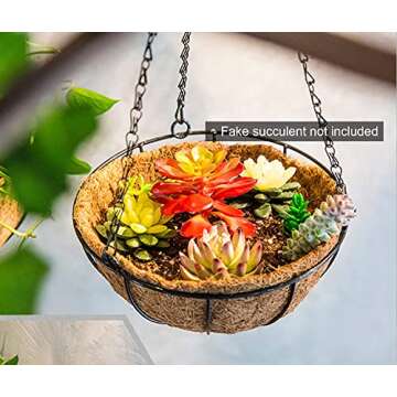 Tosnail 3 Pack 10" Metal Hanging Flower Pots Hanging Planters Plant Basket with Coco Fiber Liners