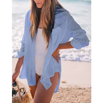 Bsubseach Women's Long Sleeve Beach Shirt Cover Up