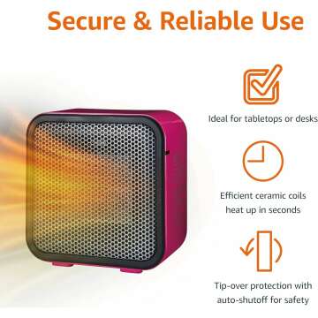 500-Watt Pink Mini Ceramic Indoor Space Heater