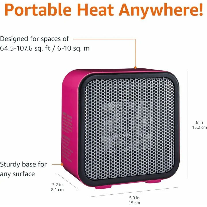 500-Watt Pink Mini Ceramic Indoor Space Heater
