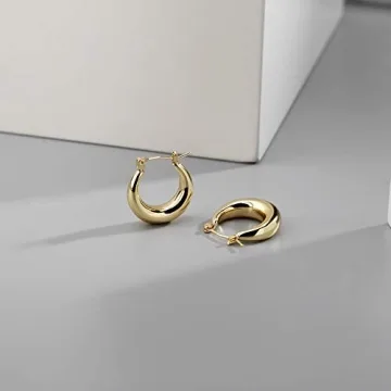 Chunky Gold Hoop Earrings Hypoallergenic Stylish Women