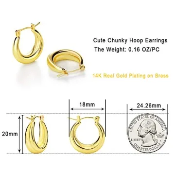 Chunky Gold Hoop Earrings Hypoallergenic Stylish Women