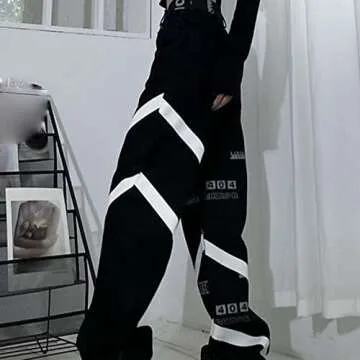 NOMIMAS High Waist Wide Leg Jeans Women - Fashion Print Denim Trousers High Waist Streetwear Palazzo Pant with Pockets