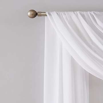 Warm Home Designs Pair of 2 Chiffon White Canopy Bed Curtains