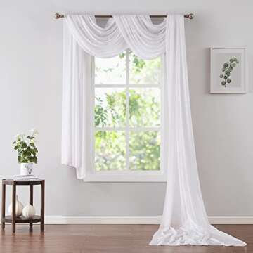 Warm Home Designs Chiffon Bed Canopy Curtains - White Pair