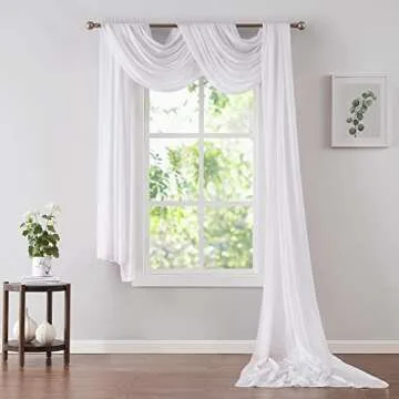 Warm Home Designs Chiffon Bed Canopy Curtains - White Pair