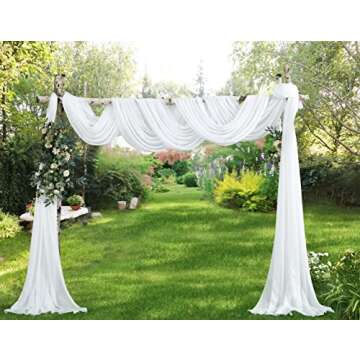 Warm Home Designs Chiffon Bed Canopy Curtains - White Pair