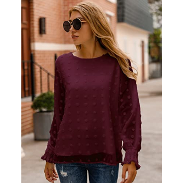 Elegant Womens Chiffon Blouse with Lantern Sleeves