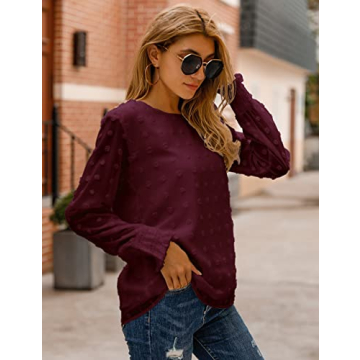 Elegant Womens Chiffon Blouse with Lantern Sleeves