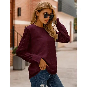 Elegant Womens Chiffon Blouse with Lantern Sleeves