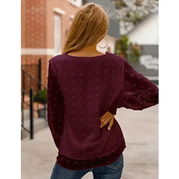 Elegant Womens Chiffon Blouse with Lantern Sleeves