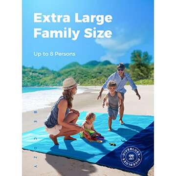 OCOOPA Extra Large Beach Blanket, Sand Free, Large Oversized Camping Mat, Comfortable Parachute Nylon, Cozy& Chic, Compact& Light, 4 Stakes&1 Travel Bag, S09