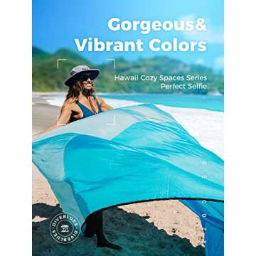 OCOOPA Extra Large Beach Blanket, Sand Free, Large Oversized Camping Mat, Comfortable Parachute Nylon, Cozy& Chic, Compact& Light, 4 Stakes&1 Travel Bag, S09