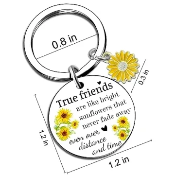 Best Friends Sunflower Keychain Gift for Women