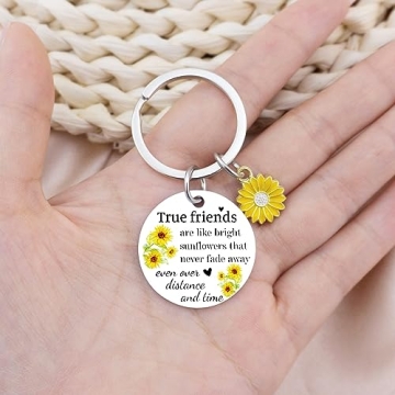 Best Friends Sunflower Keychain Gift for Women
