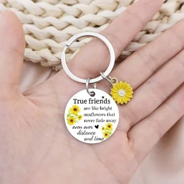 Best Friends Sunflower Keychain Gift for Women