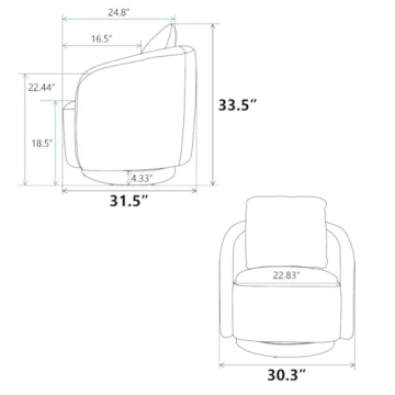 RuiSiSi 30.3" W Swivel Accent Barrel Chair and Comfy Round Accent Single Sofa Chair, 360 Degree Club Chair, Lounge Armchair for Living Room Bedroom Nursery (Mustard)