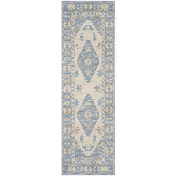 Momeni Anatolia Wool and Nylon Area Rug, 2'3" X 7'6" Runner, Blue