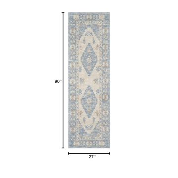 Momeni Anatolia Wool and Nylon Area Rug, 2'3" X 7'6" Runner, Blue