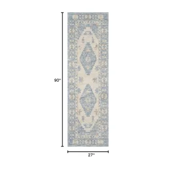 Momeni Anatolia Wool and Nylon Area Rug, 2'3" X 7'6" Runner, Blue