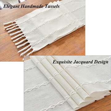Wracra Rustic Linen Table Runner Farmhouse Style Table Runners 72 inches Long Embroidered Table Runn...