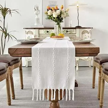 Wracra Rustic Linen Table Runner for Elegant Decor